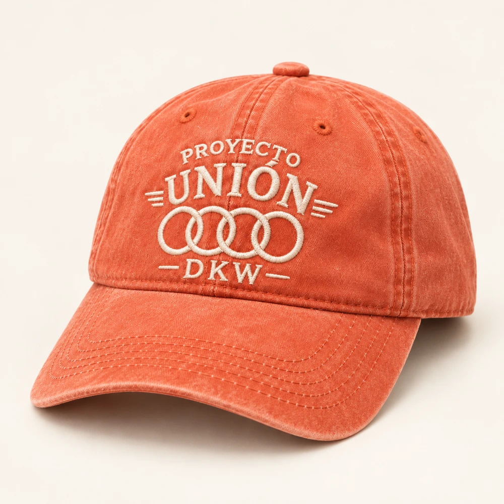 Gorra naranja Proyecto Unión DKW con logo bordado